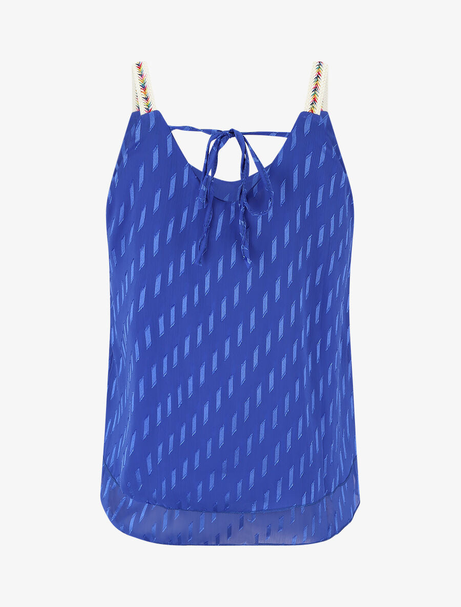 Débardeur droit en voile bretelles fantaisies - Bleu électrique - 2