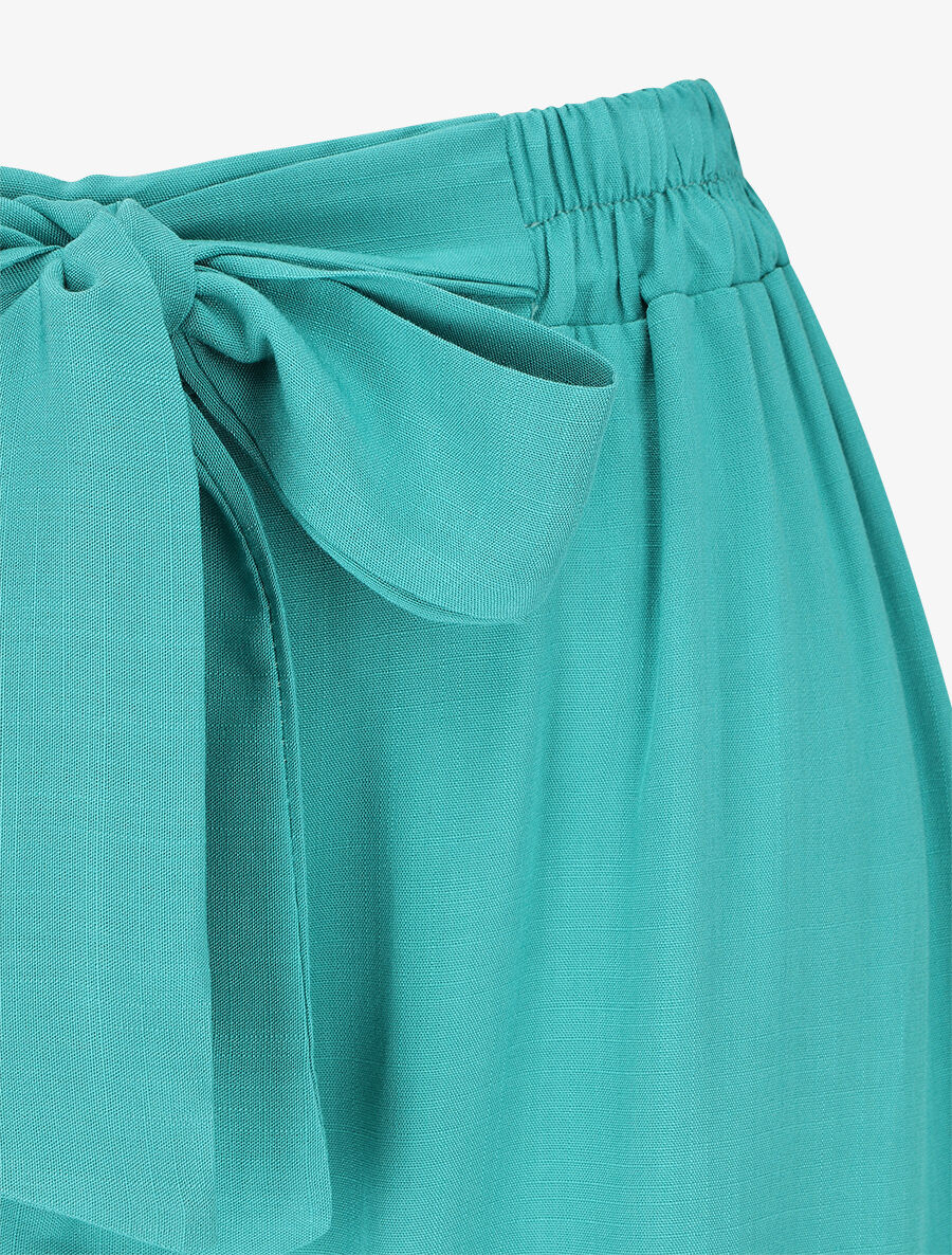 Pantalon ample et fluide taille haute élastiquée - Turquoise - 3