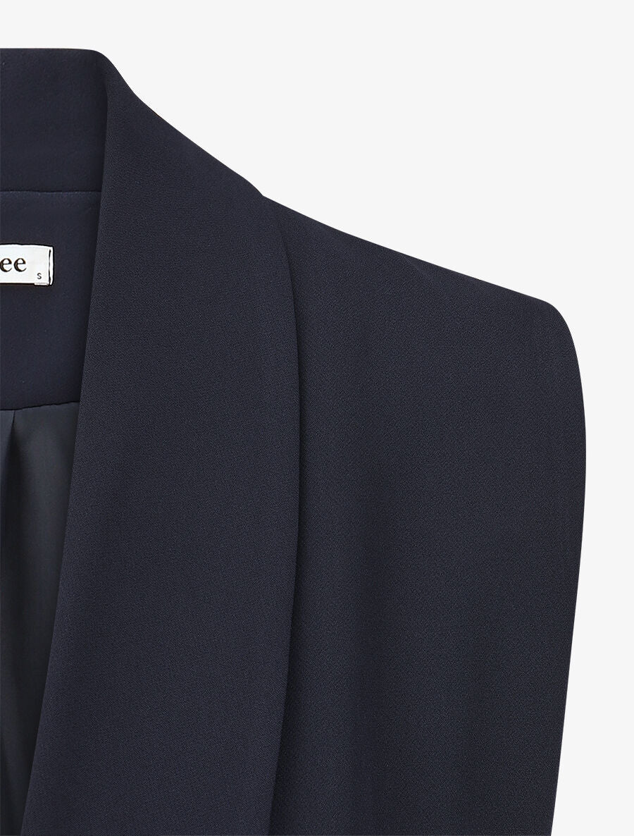 Blazer long uni sans manches - Marine - 3