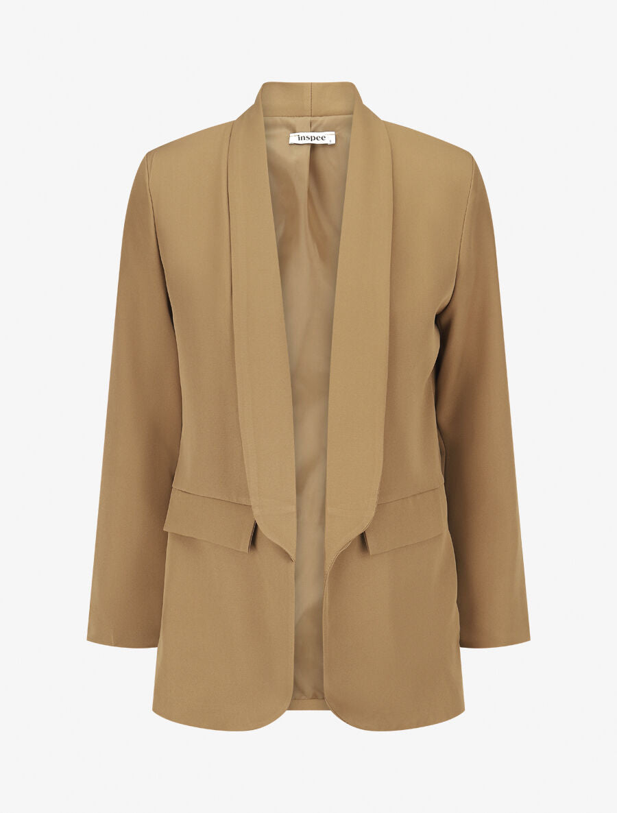 Blazer uni mi-long - Camel - 4
