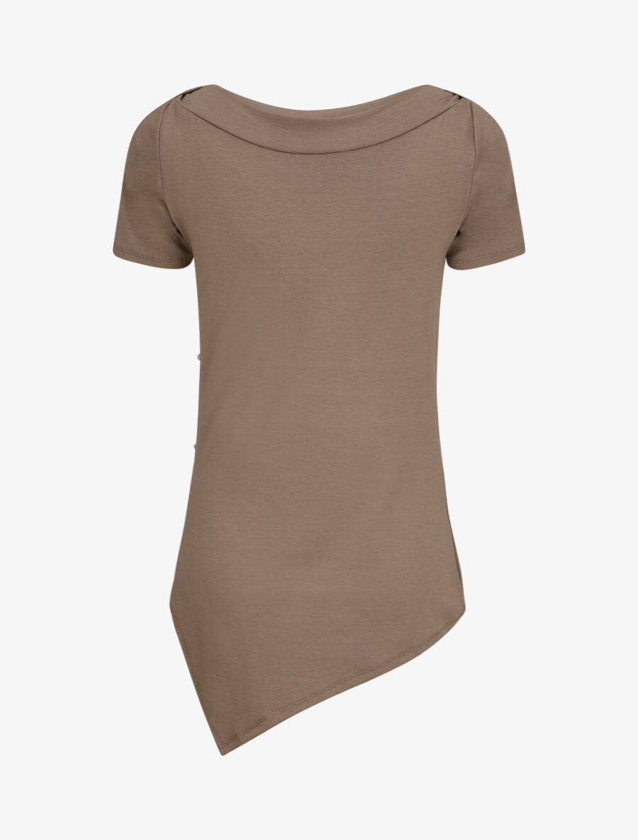 Top asymétrique effet plissé - Taupe - 2