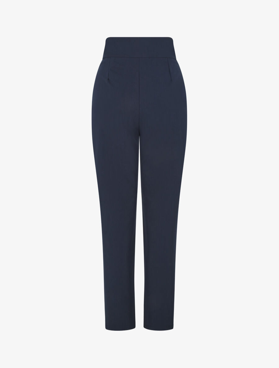 Pantalon droit uni à double passants - Marine - 2