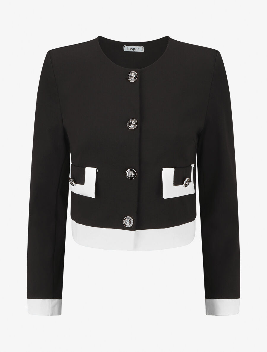 Veste légère à bordures contrastées - Noir - 1