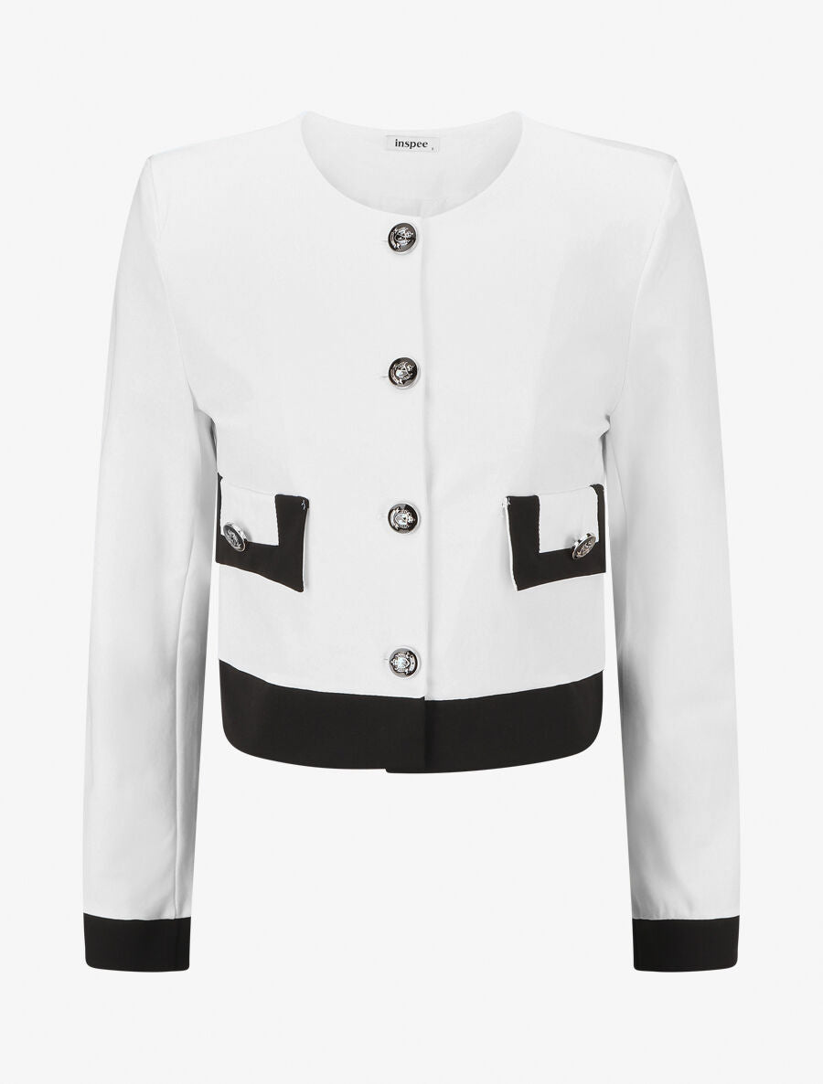 Veste légère à bordures contrastées - Blanc - 4