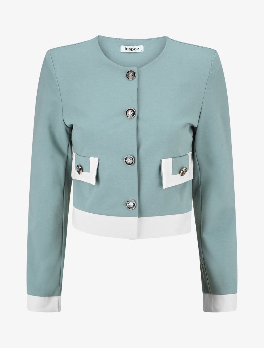 Veste légère à bordures contrastées - Turquoise - 1