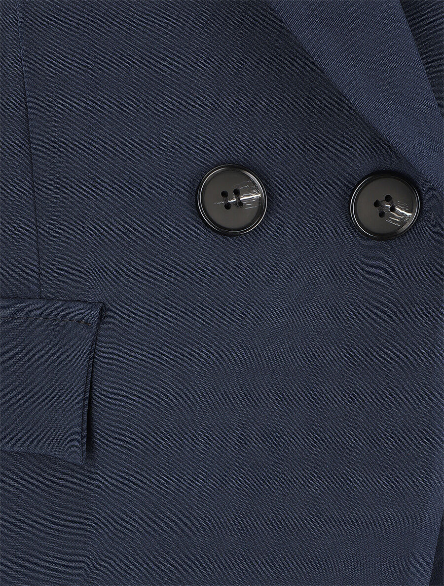Blazer uni à poches décoratives - Marine - 3