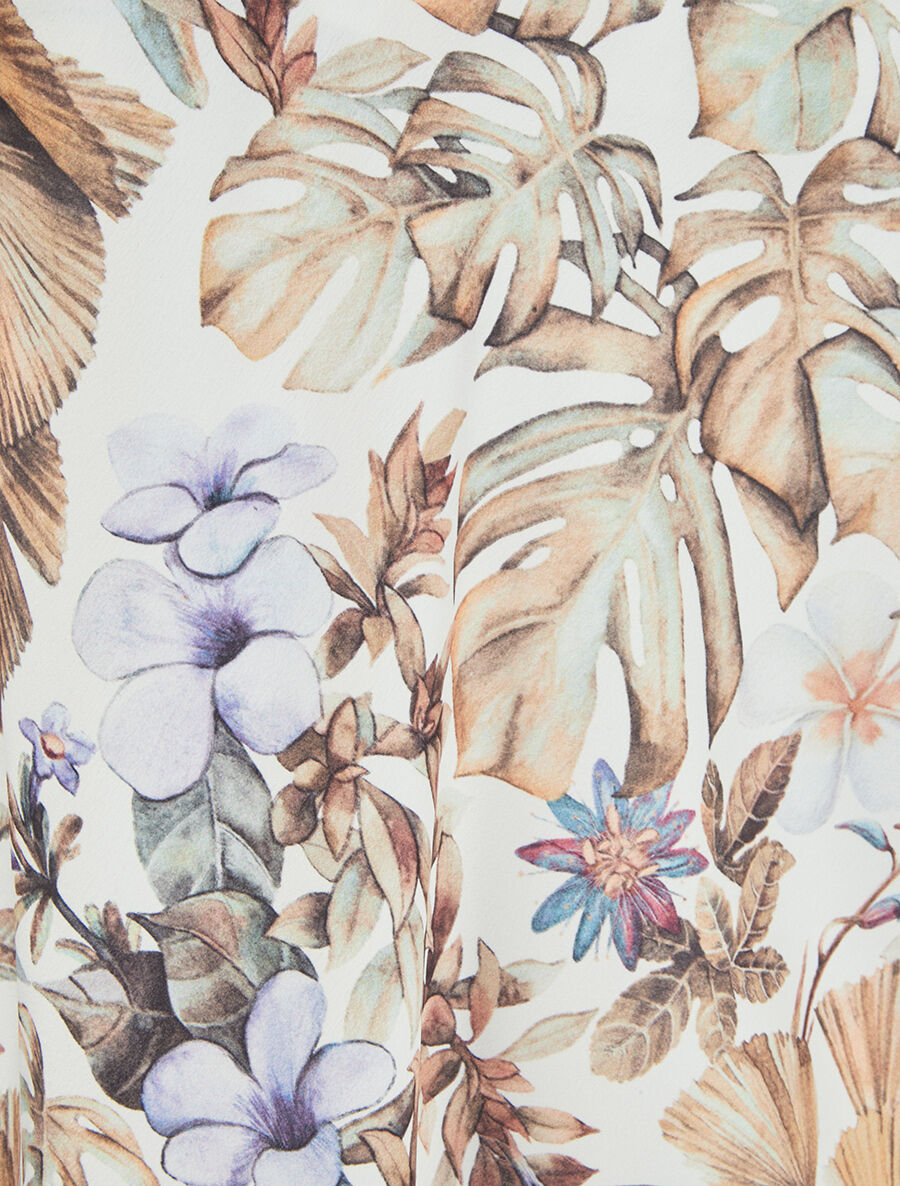 Caraco satiné imprimé tropical - Camel - 3