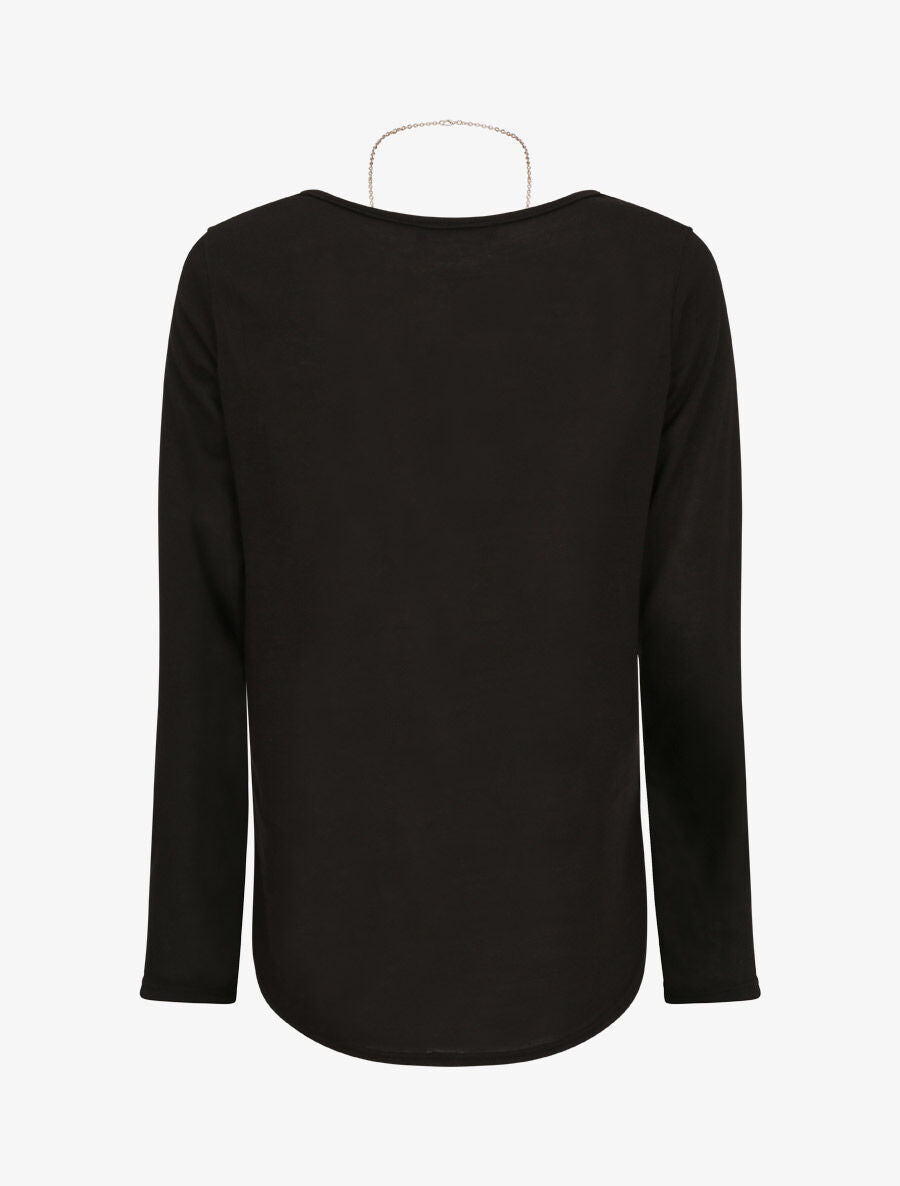 Top à bords arrondis en maille fine - Noir - 2