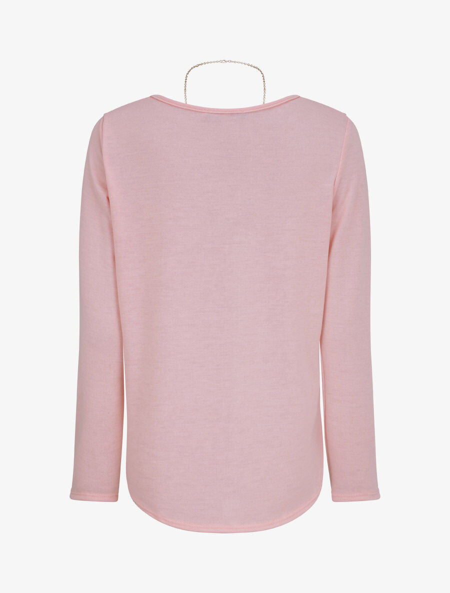 Top à bords arrondis en maille fine - Rose - 2