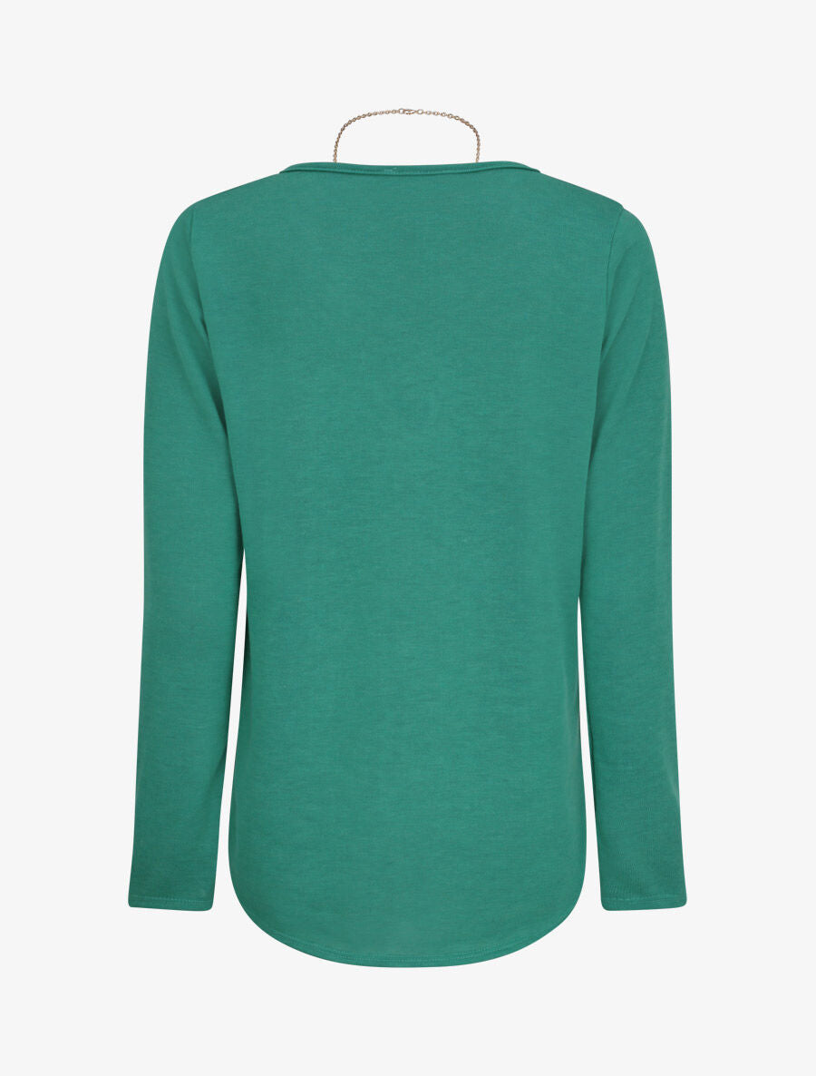 Top à bords arrondis en maille fine - Vert - 2