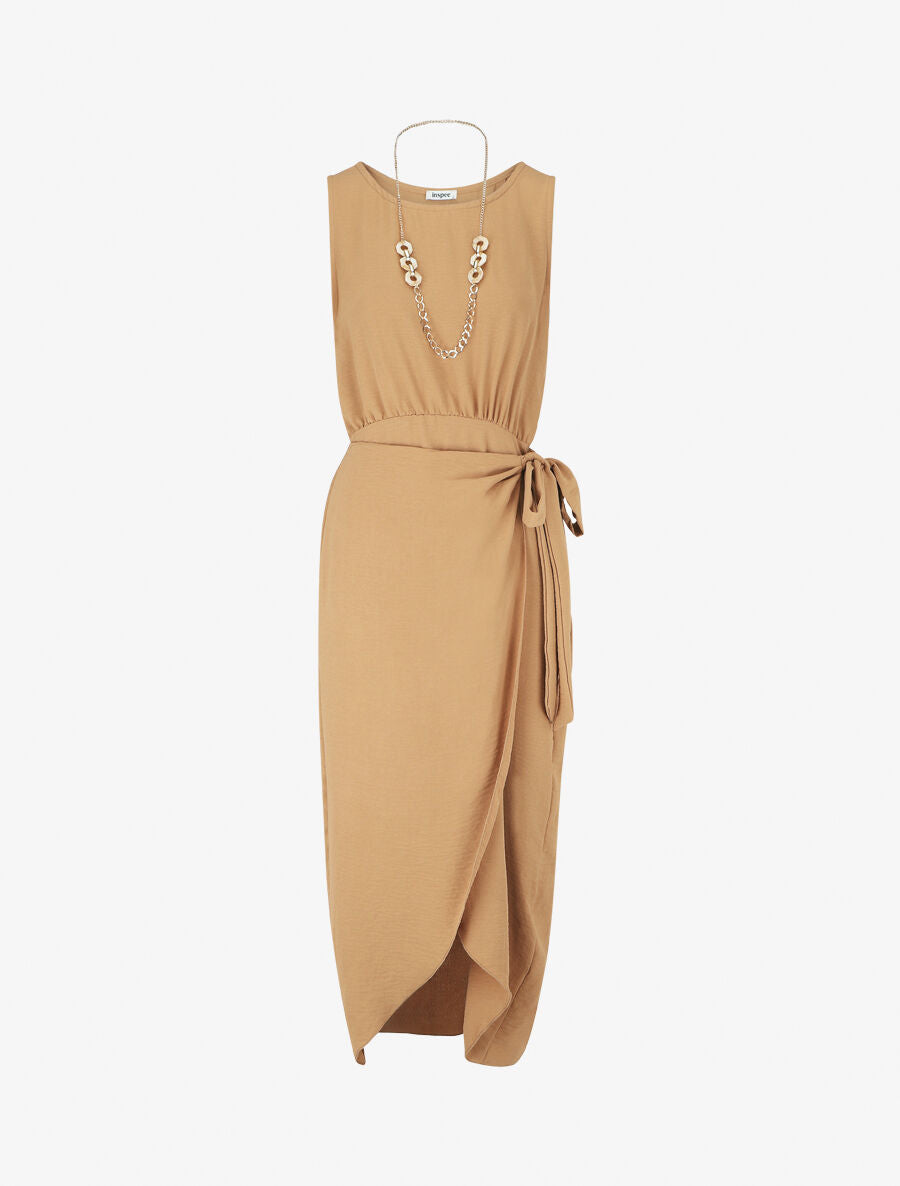 Robe longue style portefeuille - Camel - 4