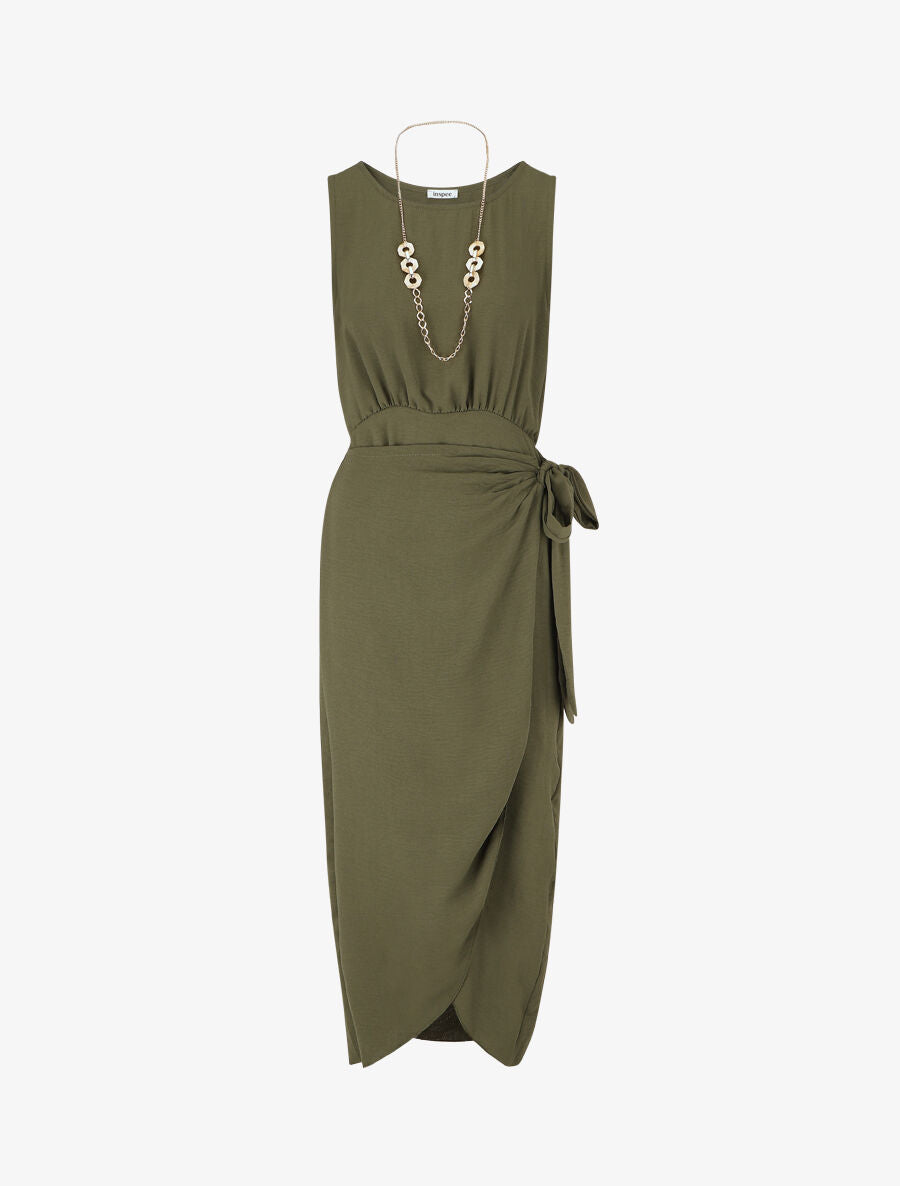 Robe longue style portefeuille - Kaki - 1
