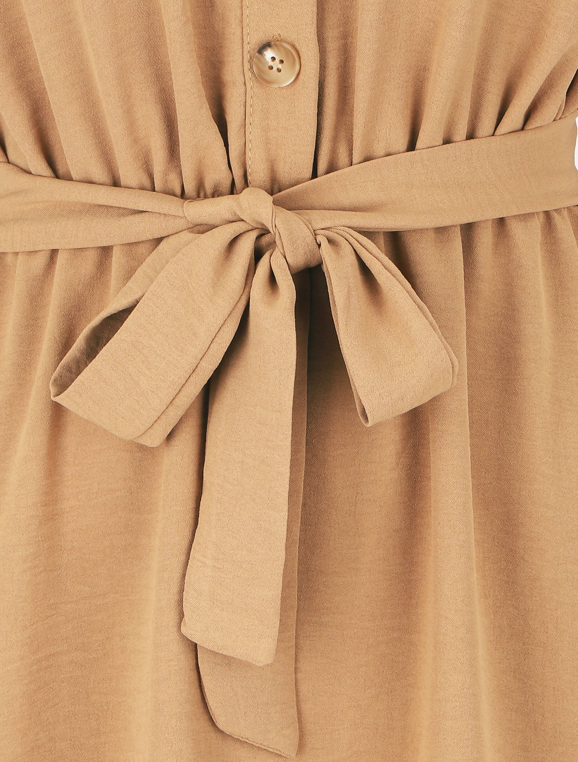 Robe mi-longue élastiquée - Camel - 3