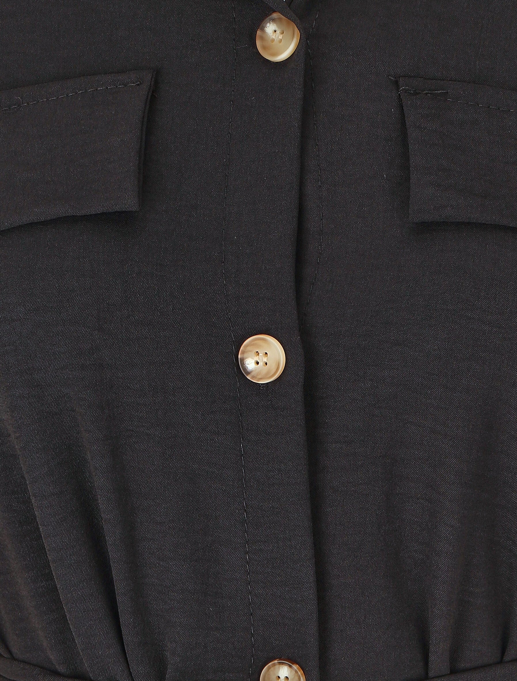 Robe chemise à manches retroussables - Noir - 3