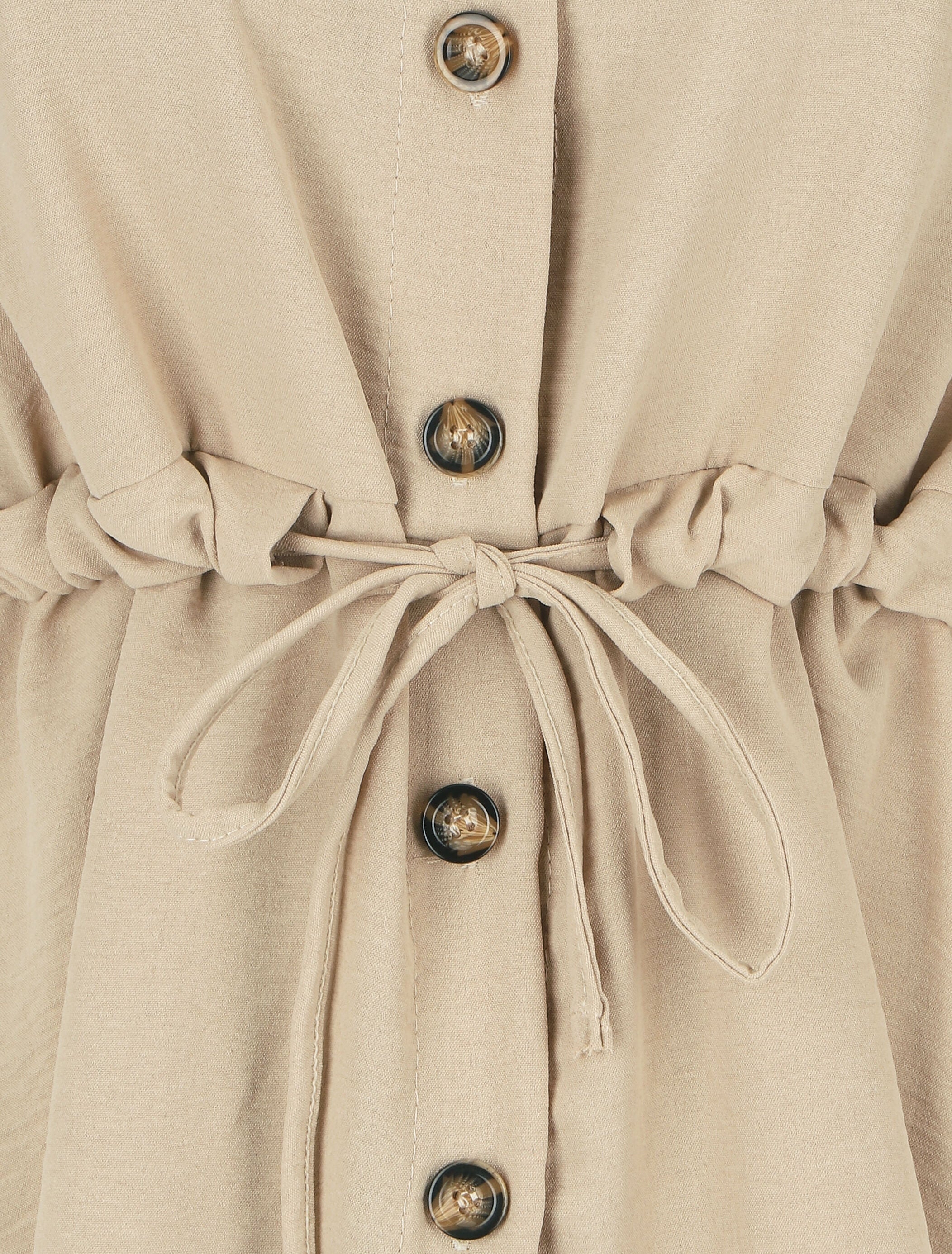 Blouse unie à manches retroussables - Beige - 3