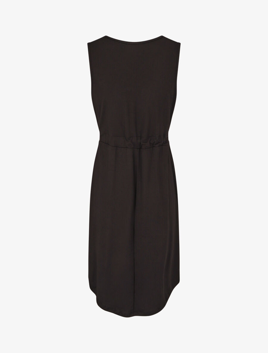 Robe mi-longue sans manches élastiquée - Noir - 2