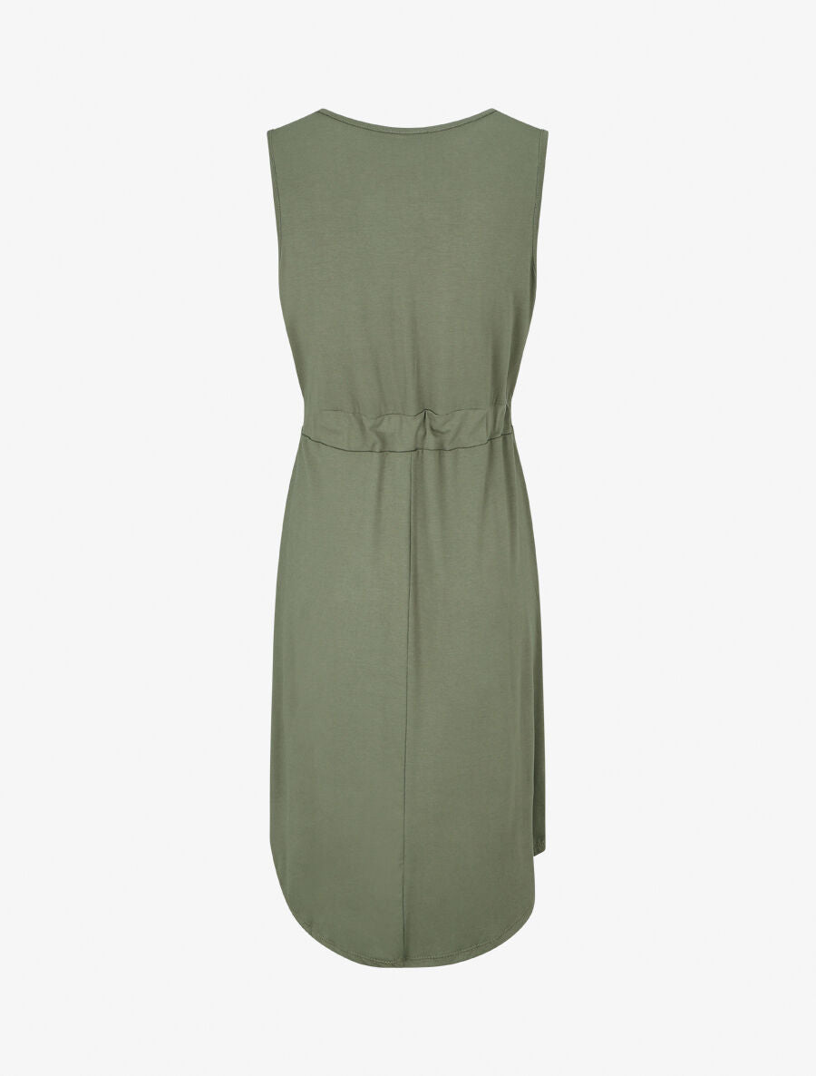 Robe mi-longue sans manches élastiquée - Kaki - 2