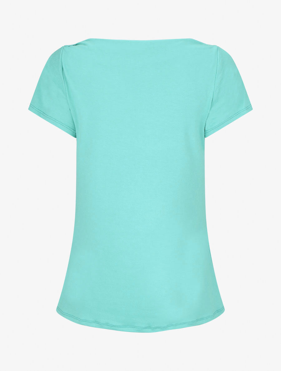 Top uni à manches courtes - Turquoise - 2