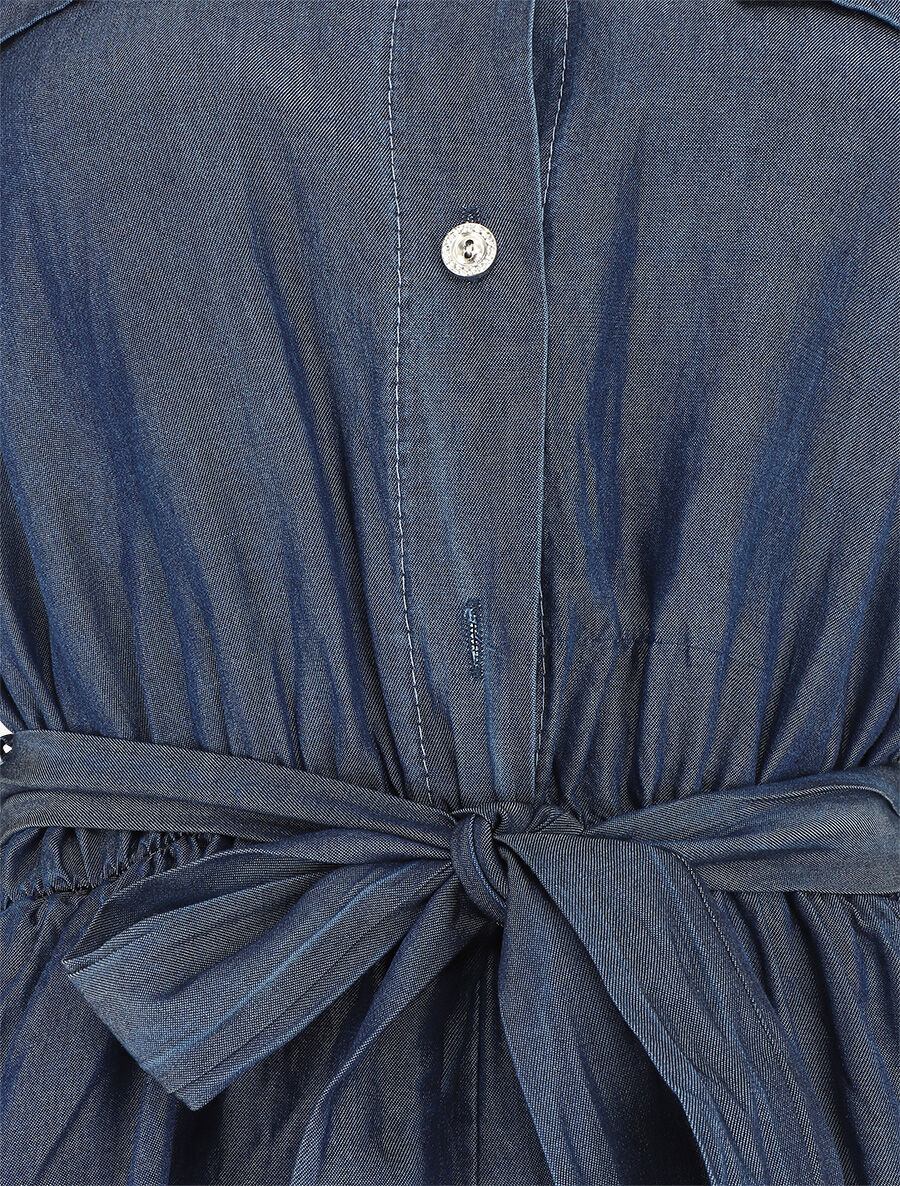 Combishort style chemise manches courtes - Bleu denim - 3