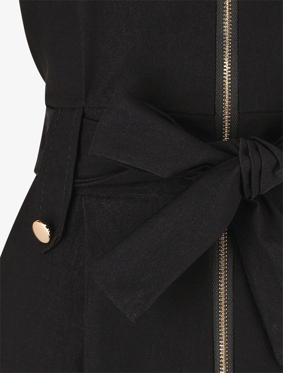 Robe mi-longue sans manches ajustée à zip - Noir - 3