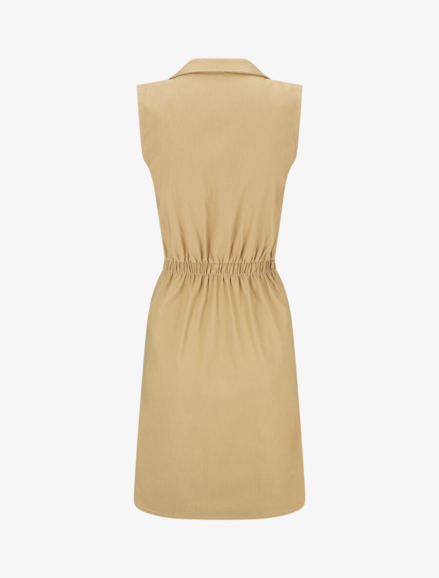 Robe mi-longue sans manches ajustée à zip - Beige - 2