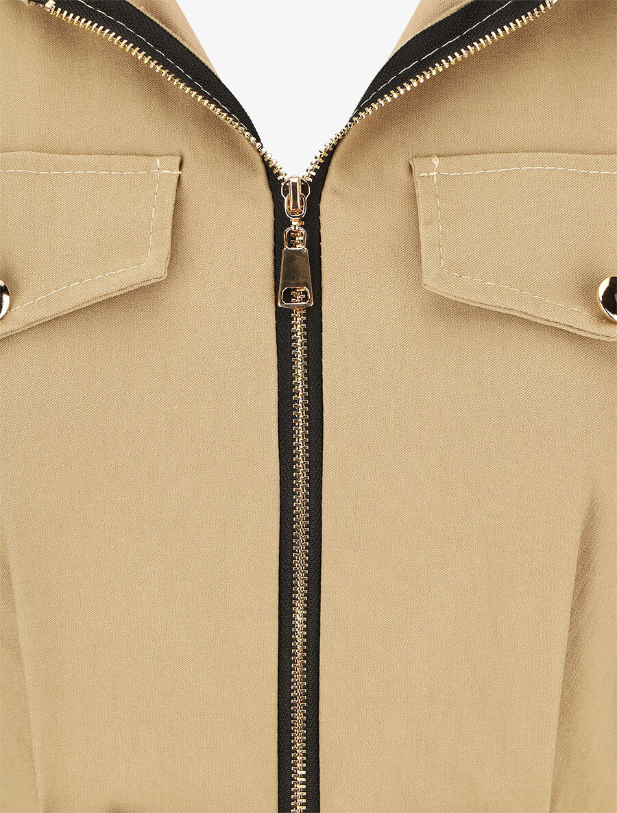 Robe mi-longue sans manches ajustée à zip - Beige - 3