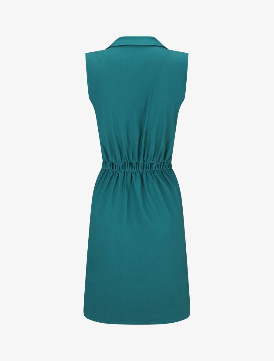 Robe mi-longue sans manches ajustée à zip - Bleu canard - 2