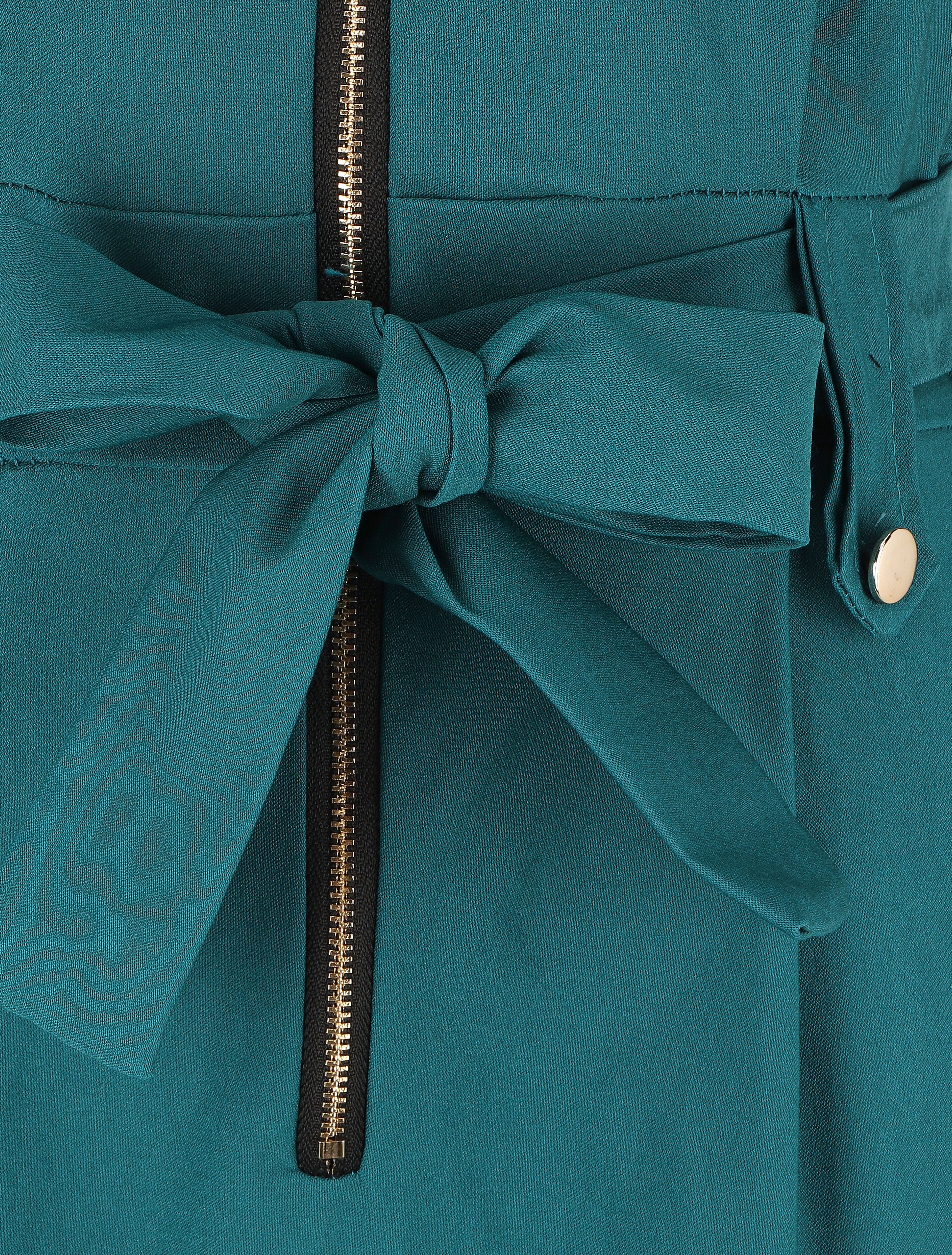 Robe mi-longue sans manches ajustée à zip - Bleu canard - 3