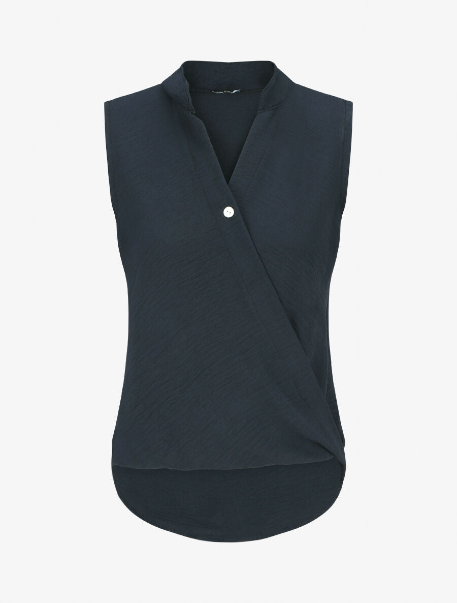 Top sans manches droit cache-coeur - Marine - 1