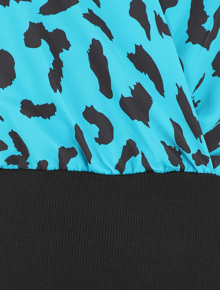 Body manches courtes imprimé léopard - Bleu canard - 3
