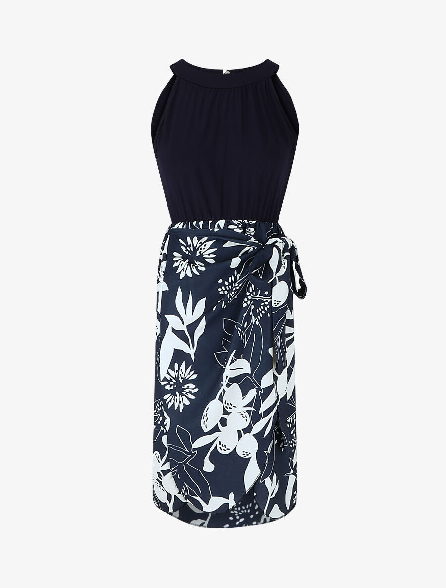 Robe longue à col américain - Bleu - 1