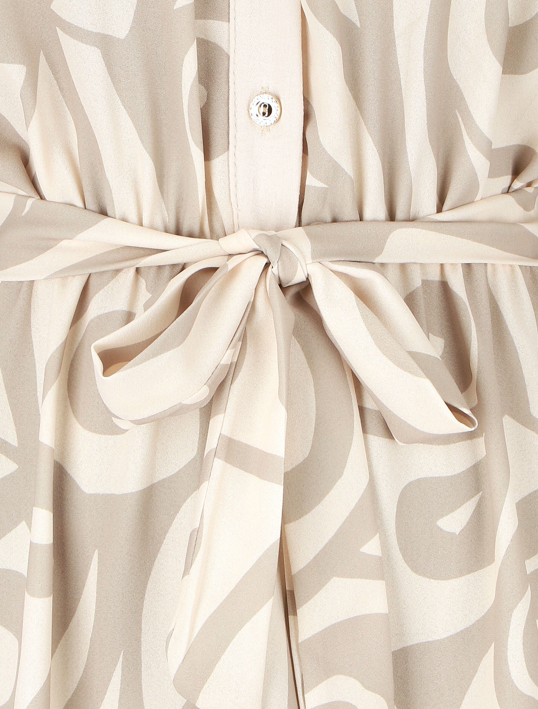 Robe chemise motif graphique manches courtes - Beige - 3