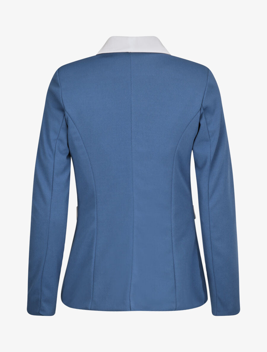 Blazer slim à col et poches contrastants - Bleu - 2
