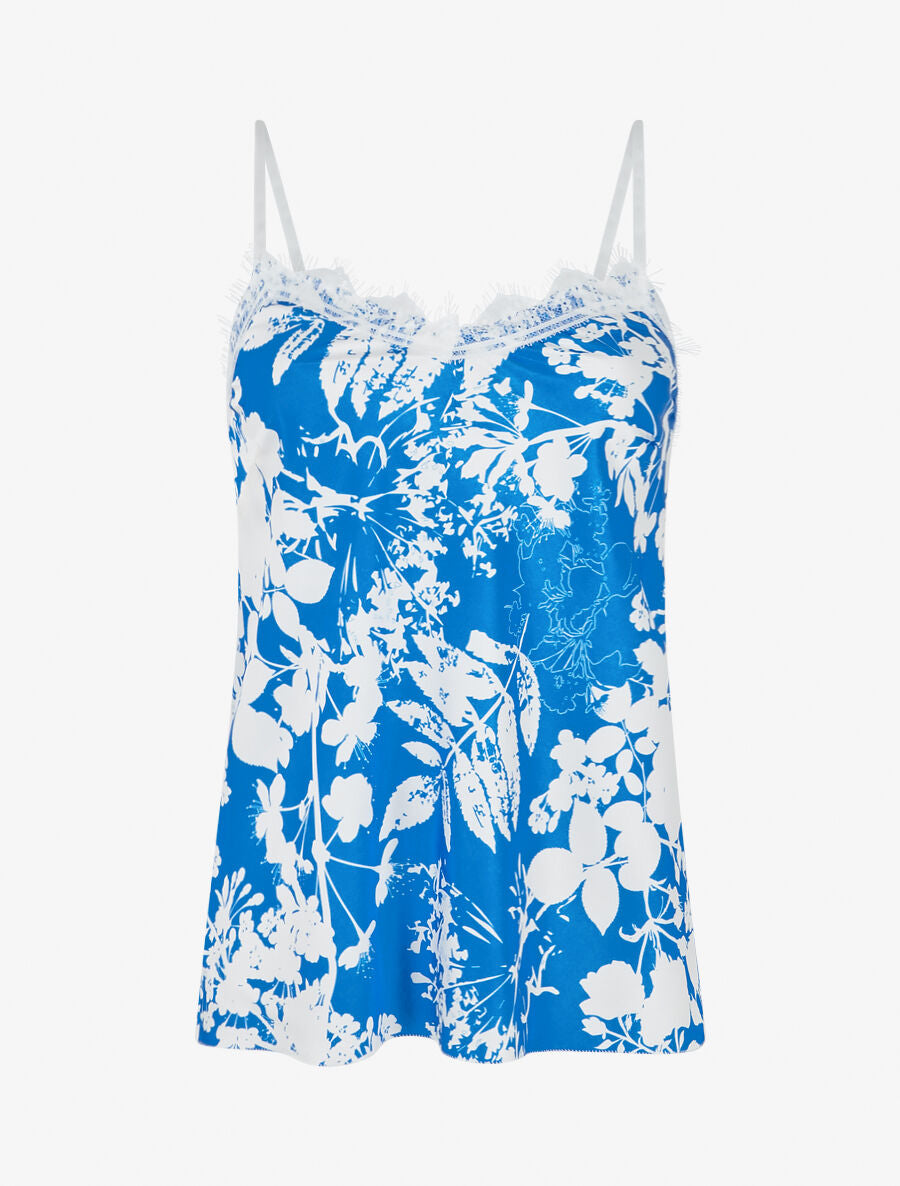 Caraco satiné imprimé fleuri - Bleu roi - 4
