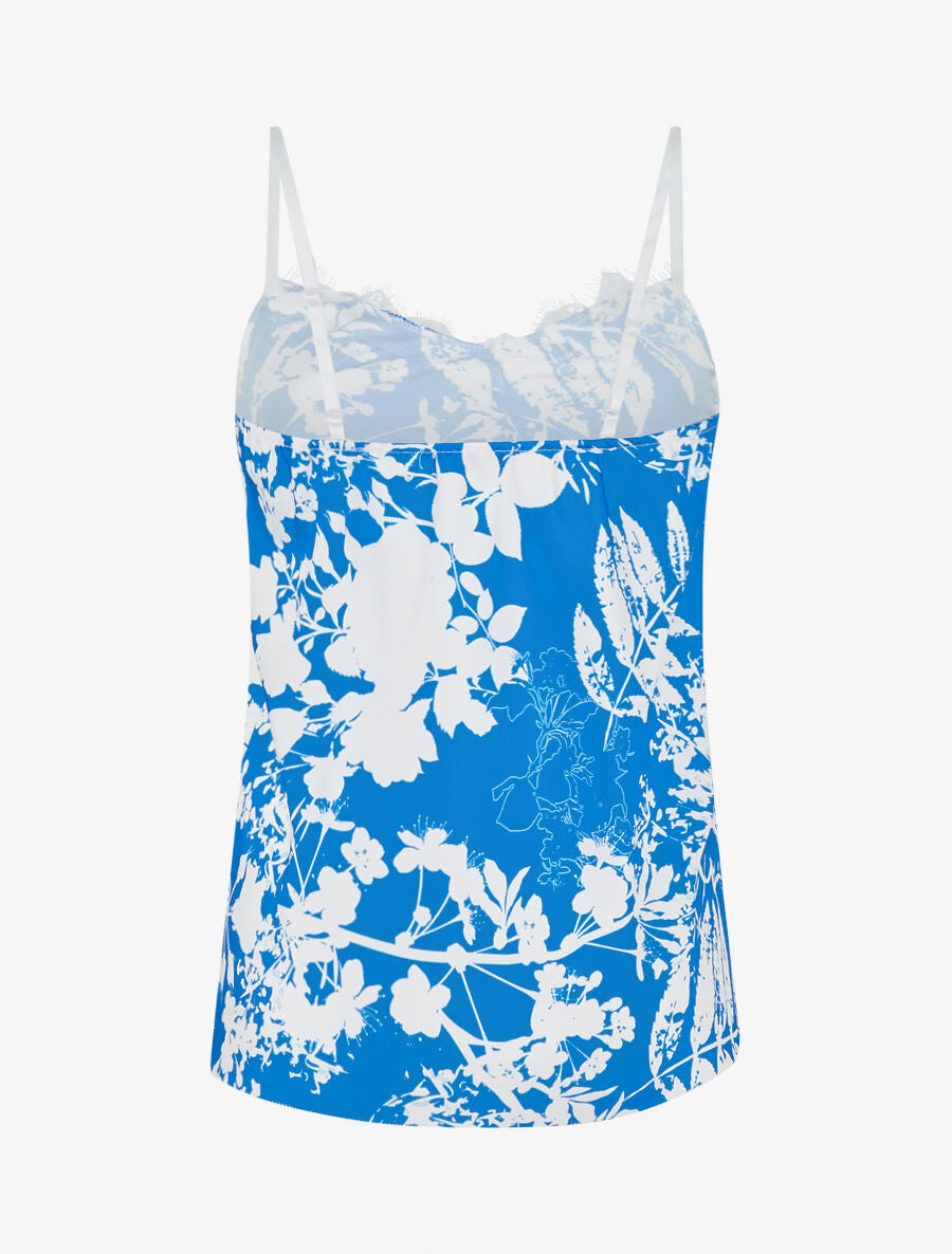 Caraco satiné imprimé fleuri - Bleu roi - 2