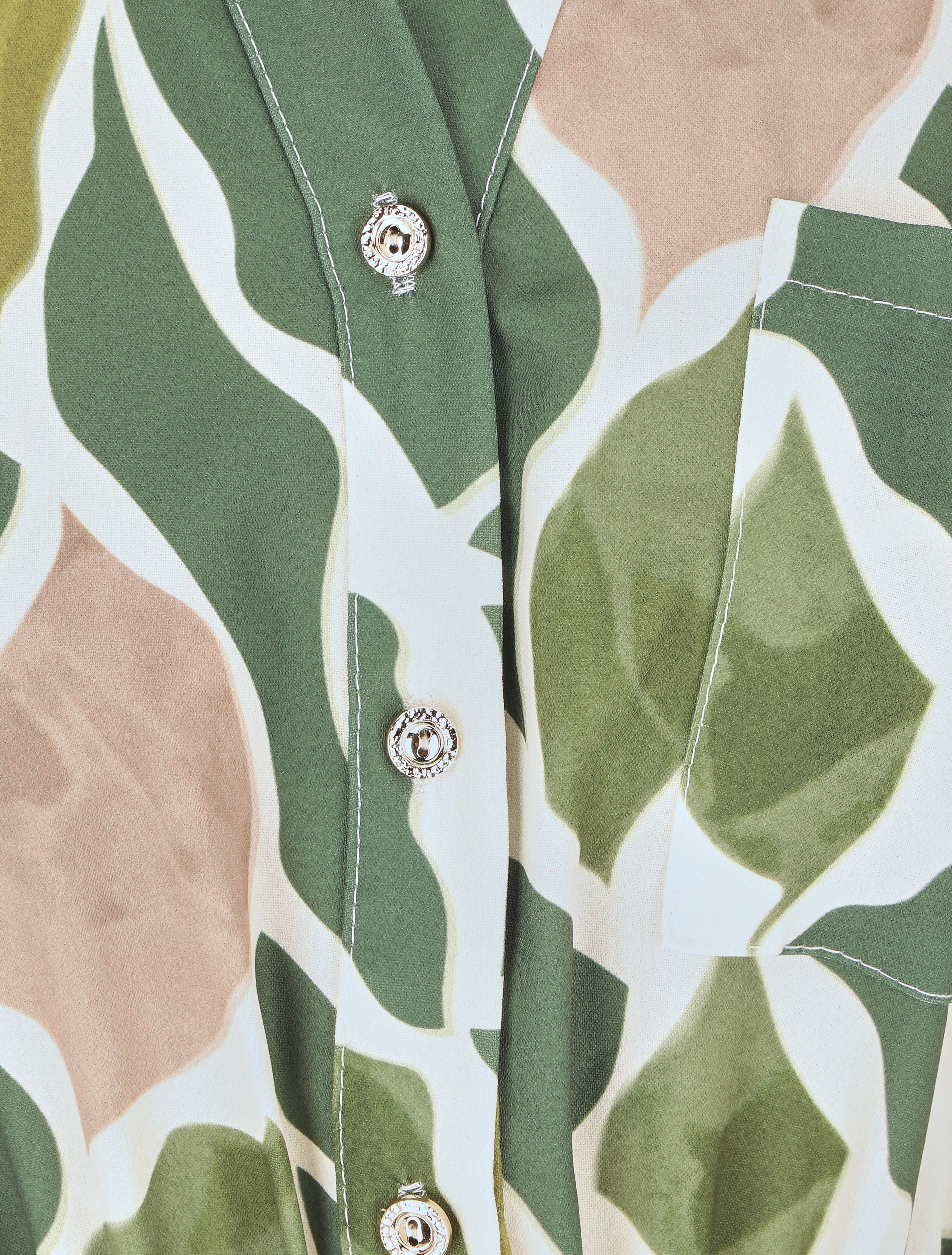 Robe longue élastiquée imprimé abstrait - Vert - 3