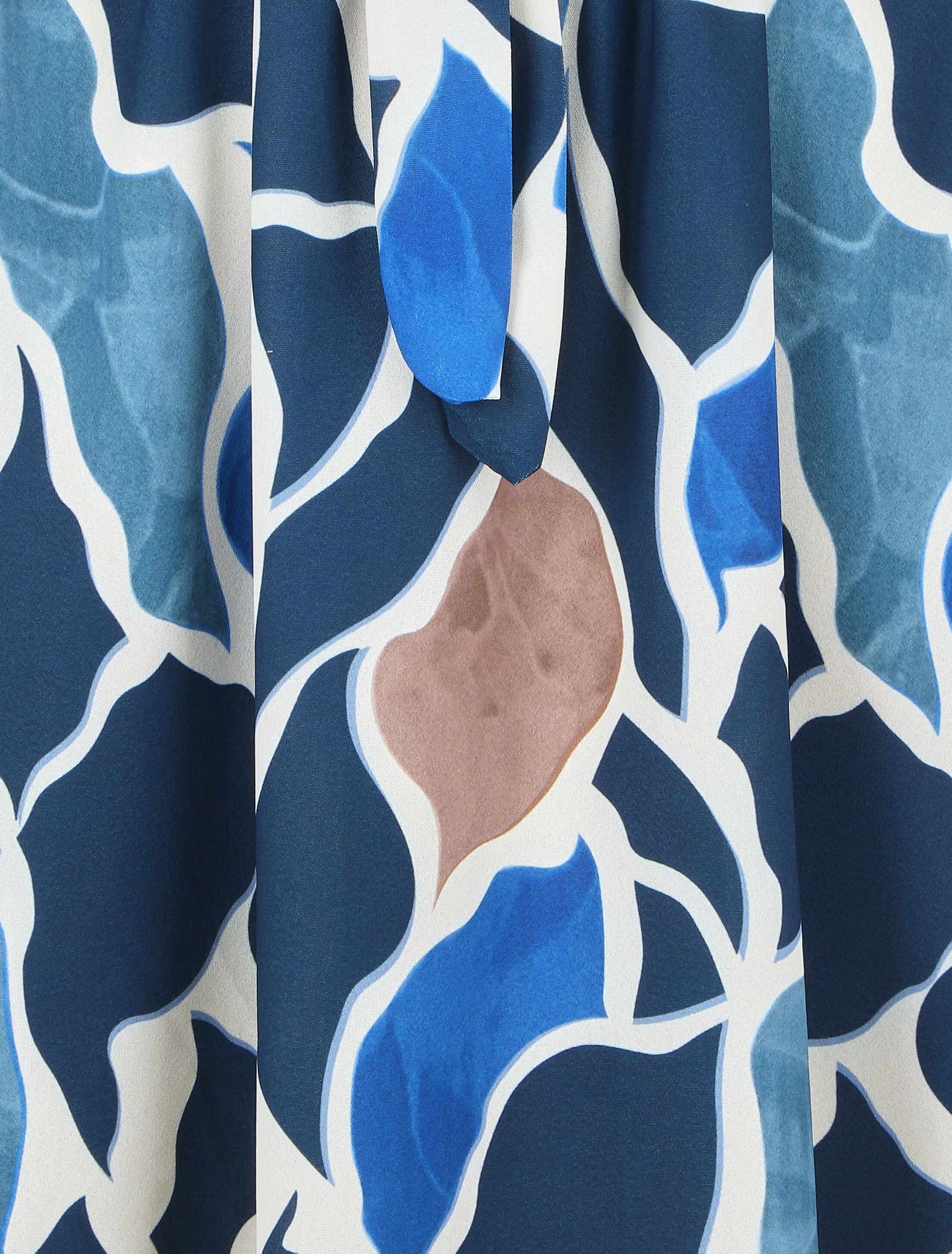 Robe longue élastiquée imprimé abstrait - Bleu - 3