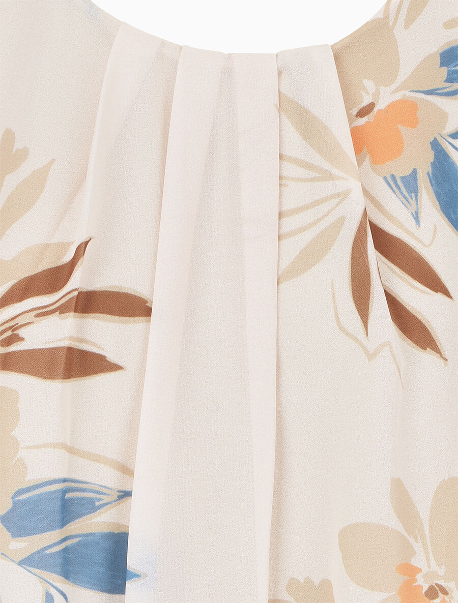 Top sans manches imprimé fleuri - Beige - 3
