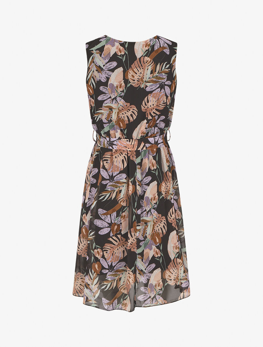 Robe mi-longue imprimé floral - Noir - 2
