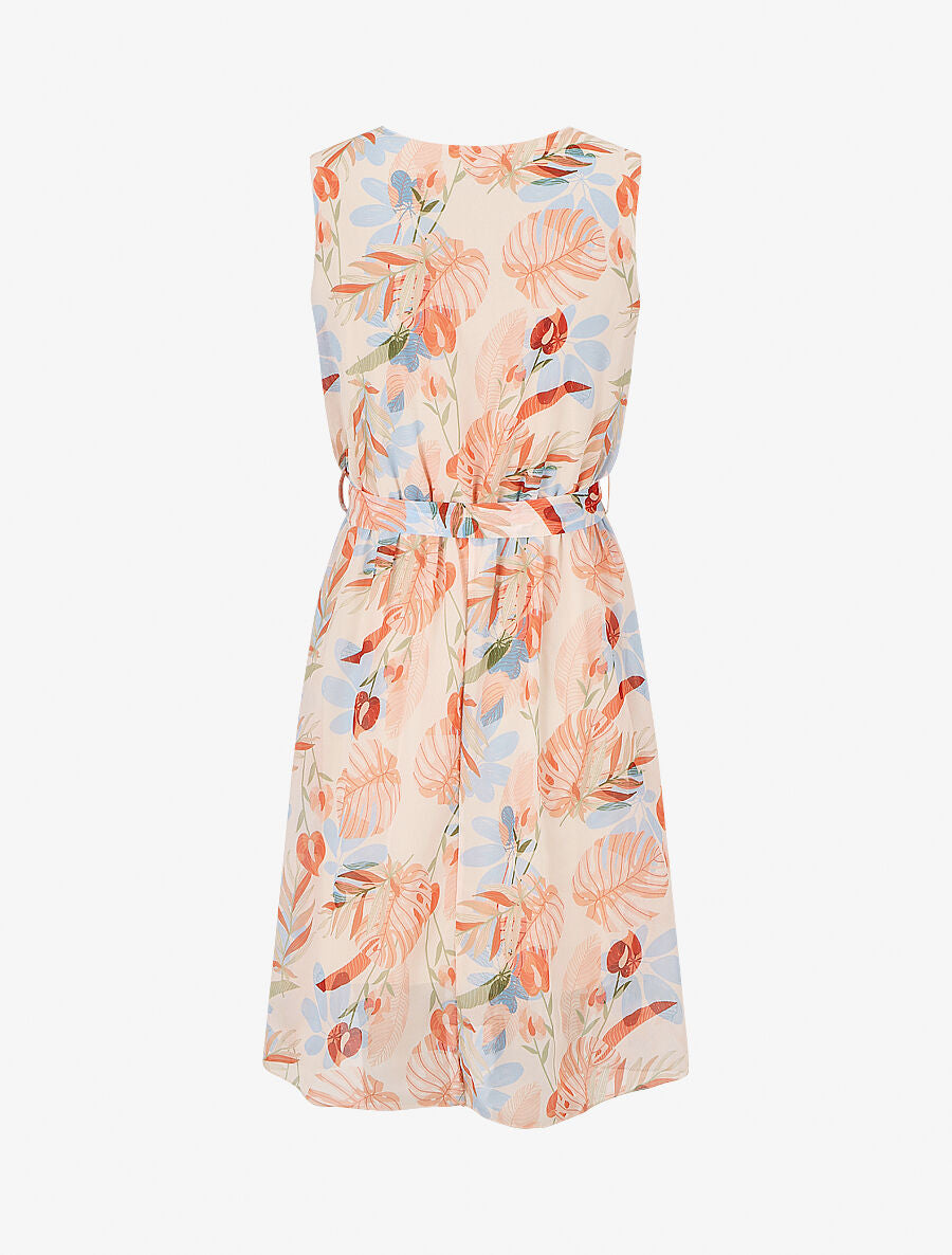 Robe mi-longue imprimé floral - Beige - 2