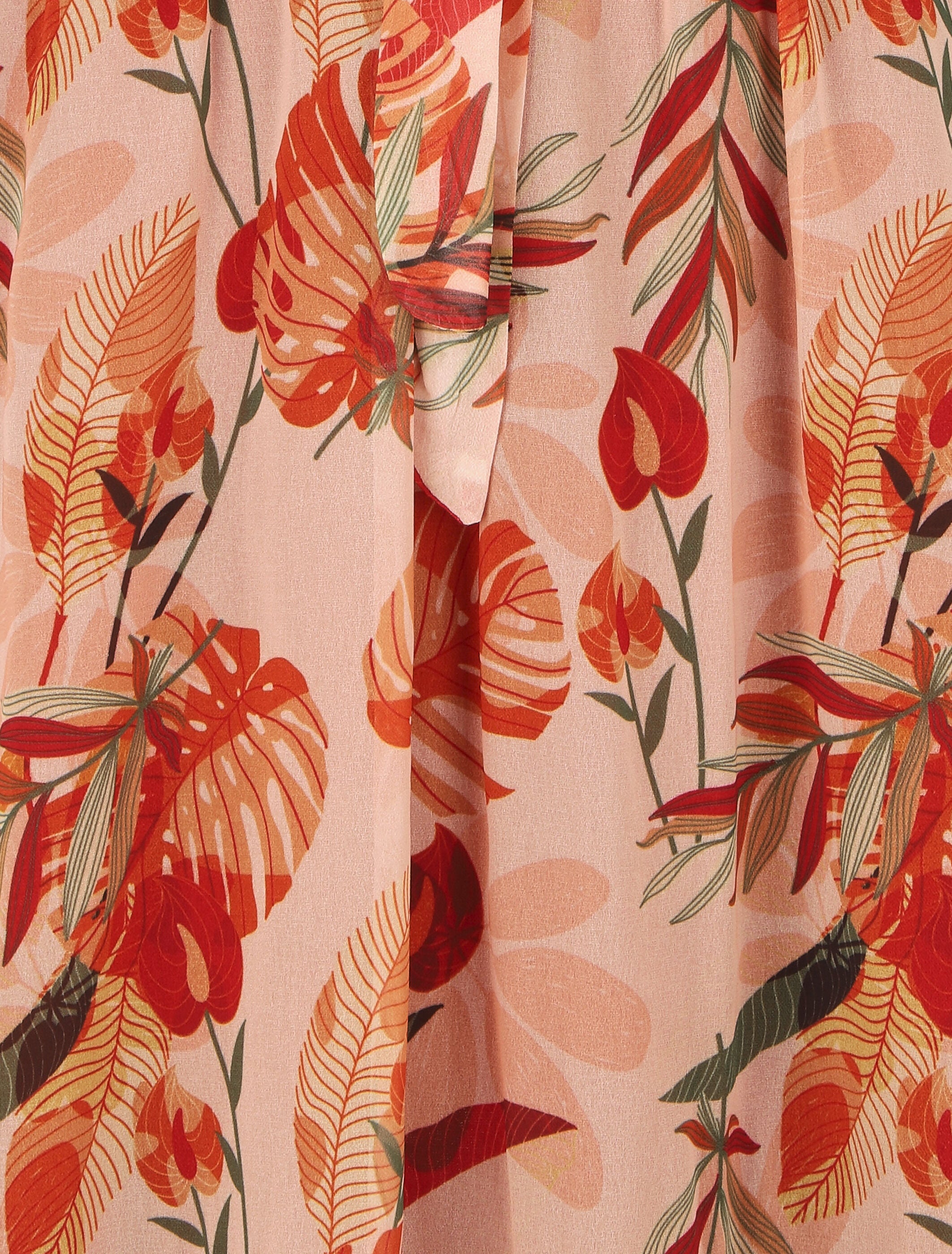 Robe mi-longue imprimé floral - Rouge brique - 3