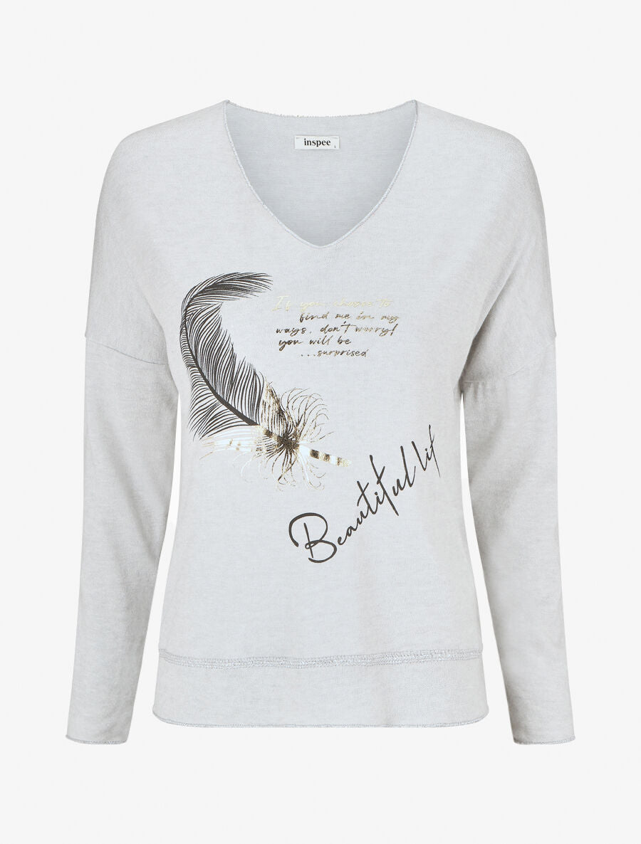 Pull à message floqué - Gris - 1
