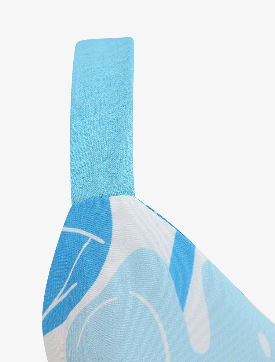 Top feuillage à nouer aux épaules - Bleu ciel - 3