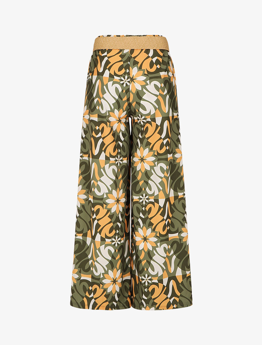 Pantalon ample imprimé floral - Kaki - 2