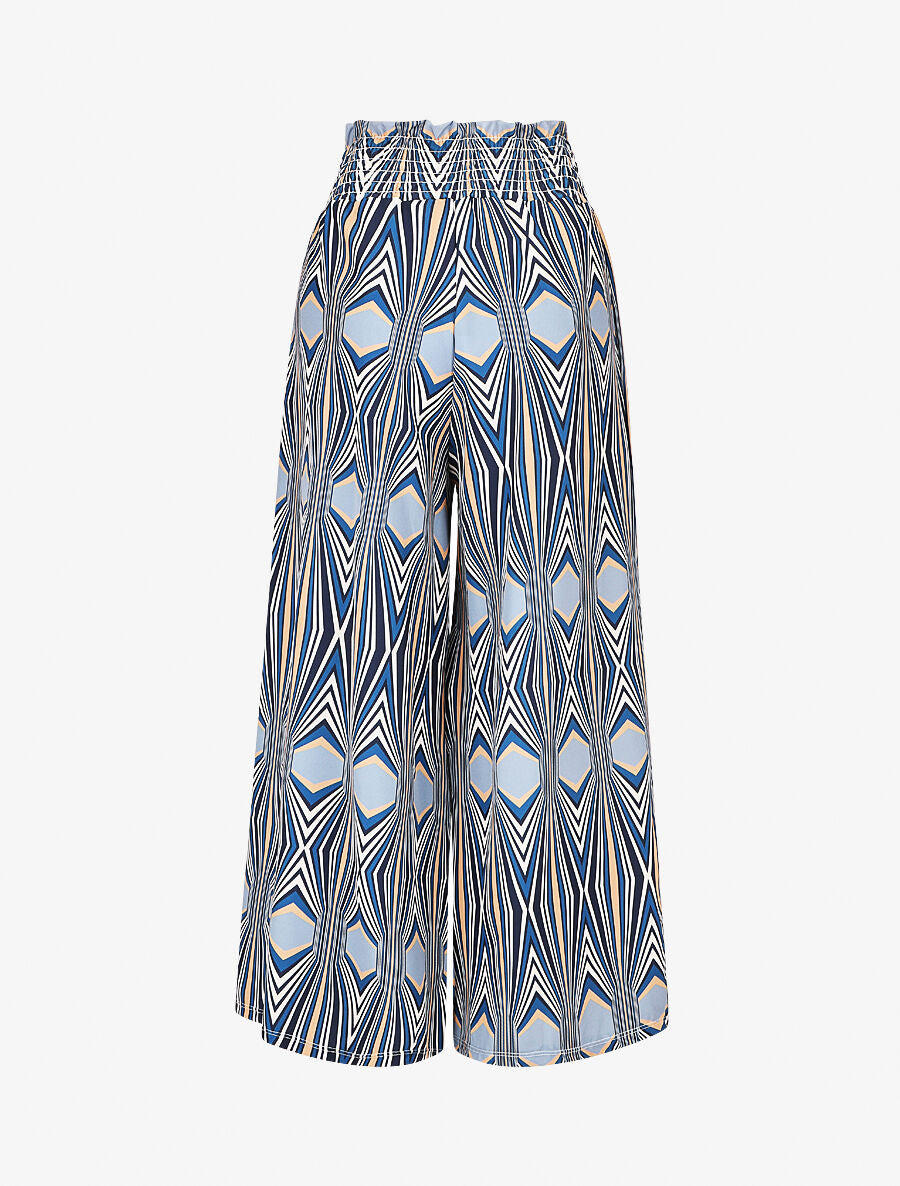 Pantalon ample taille haute imprimé psychédélique - Bleu - 2