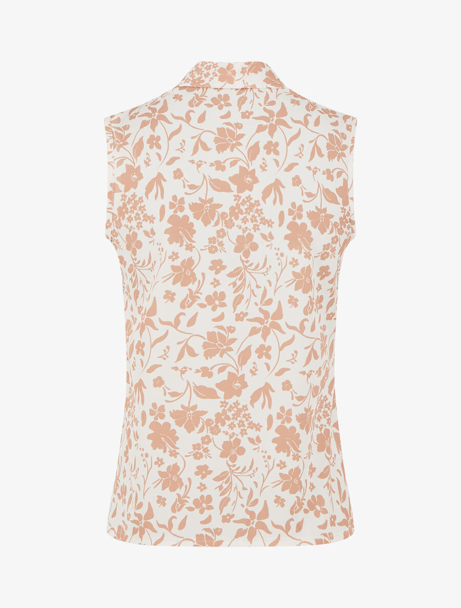 Top sans manches imprimé fleuri - Beige - 2