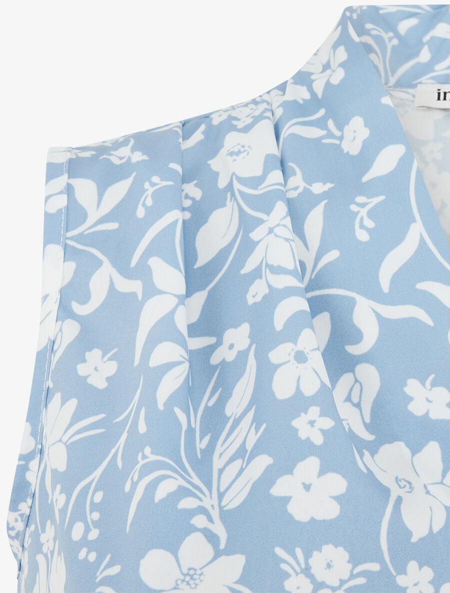 Top sans manches imprimé fleuri - Bleu - 3