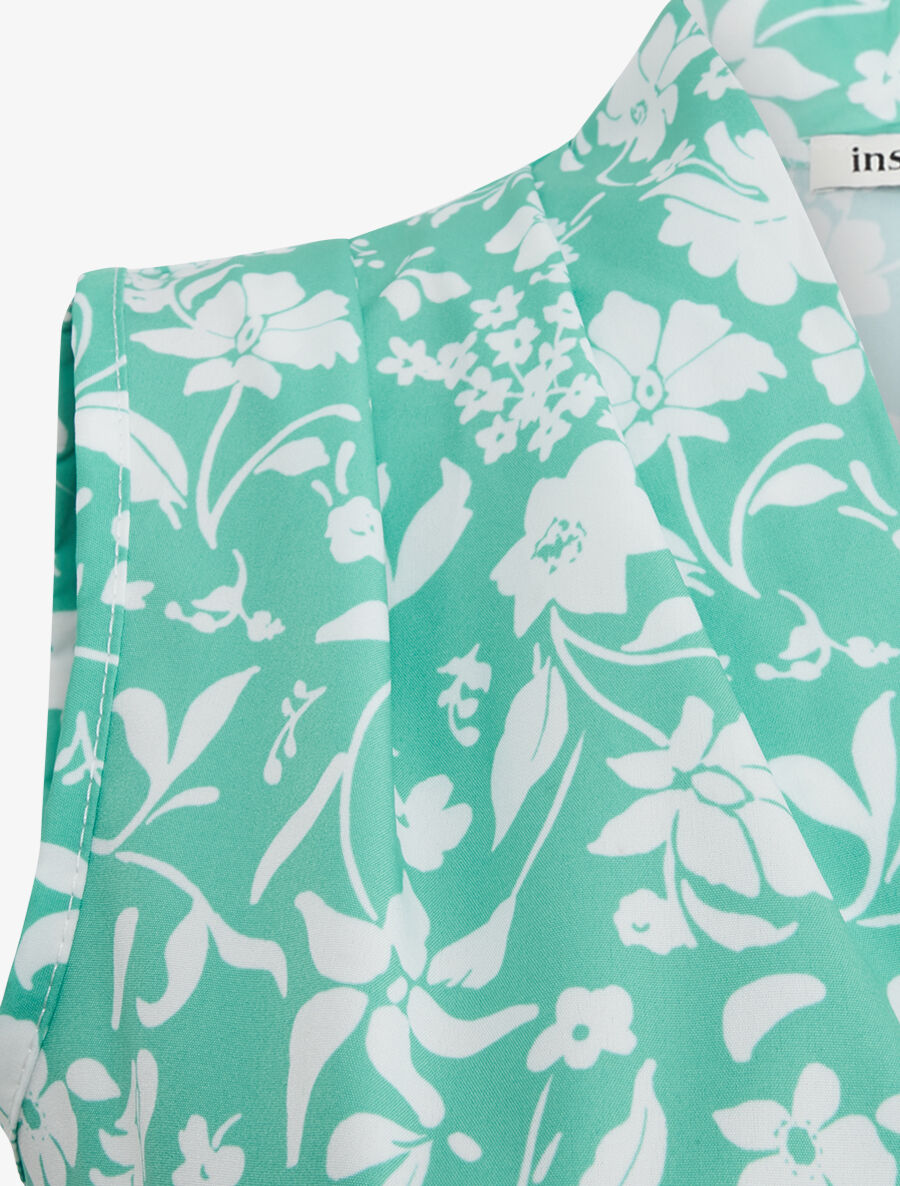 Top sans manches imprimé fleuri - Vert d&