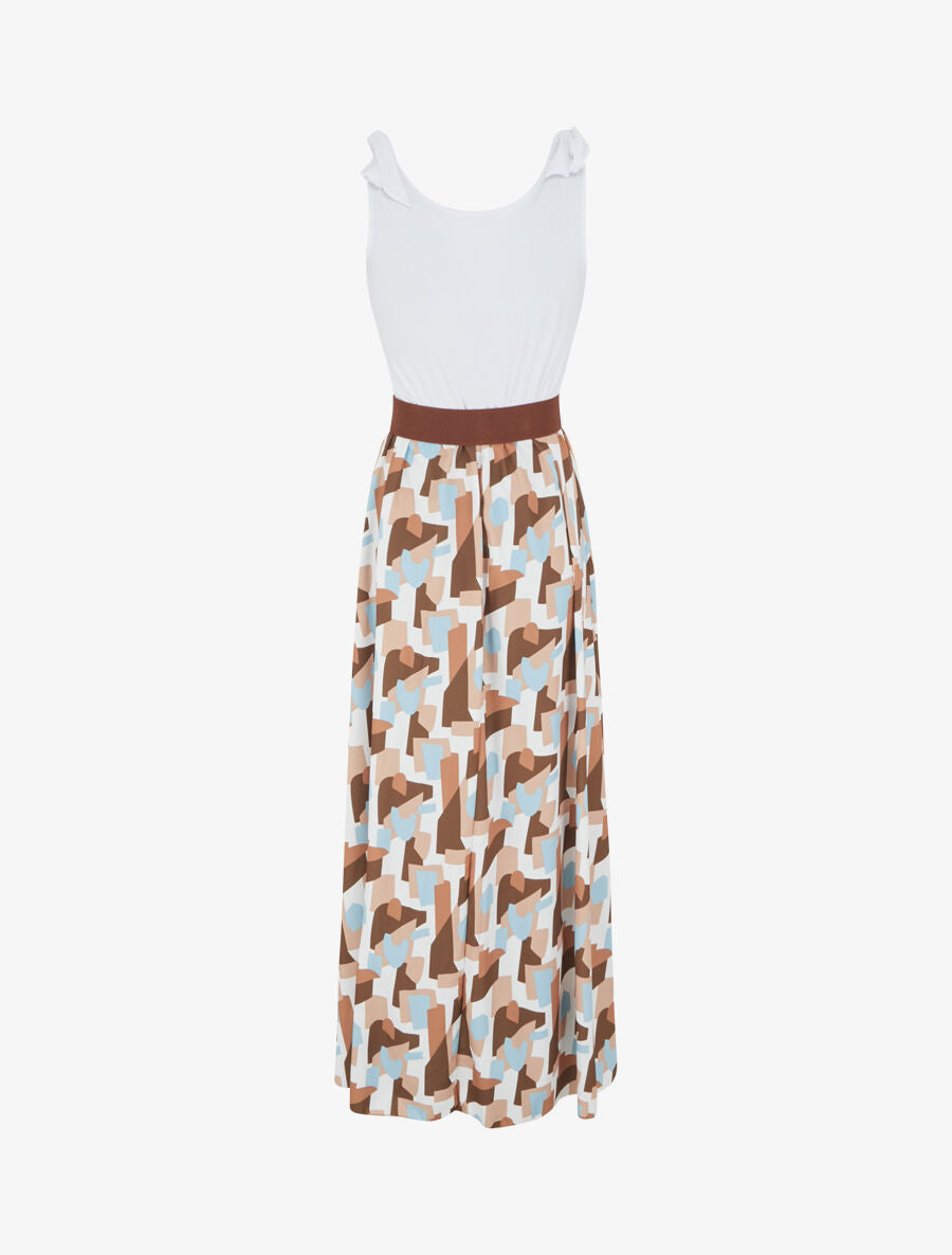 Robe bi-colore à imprimé graphique - Camel - 2