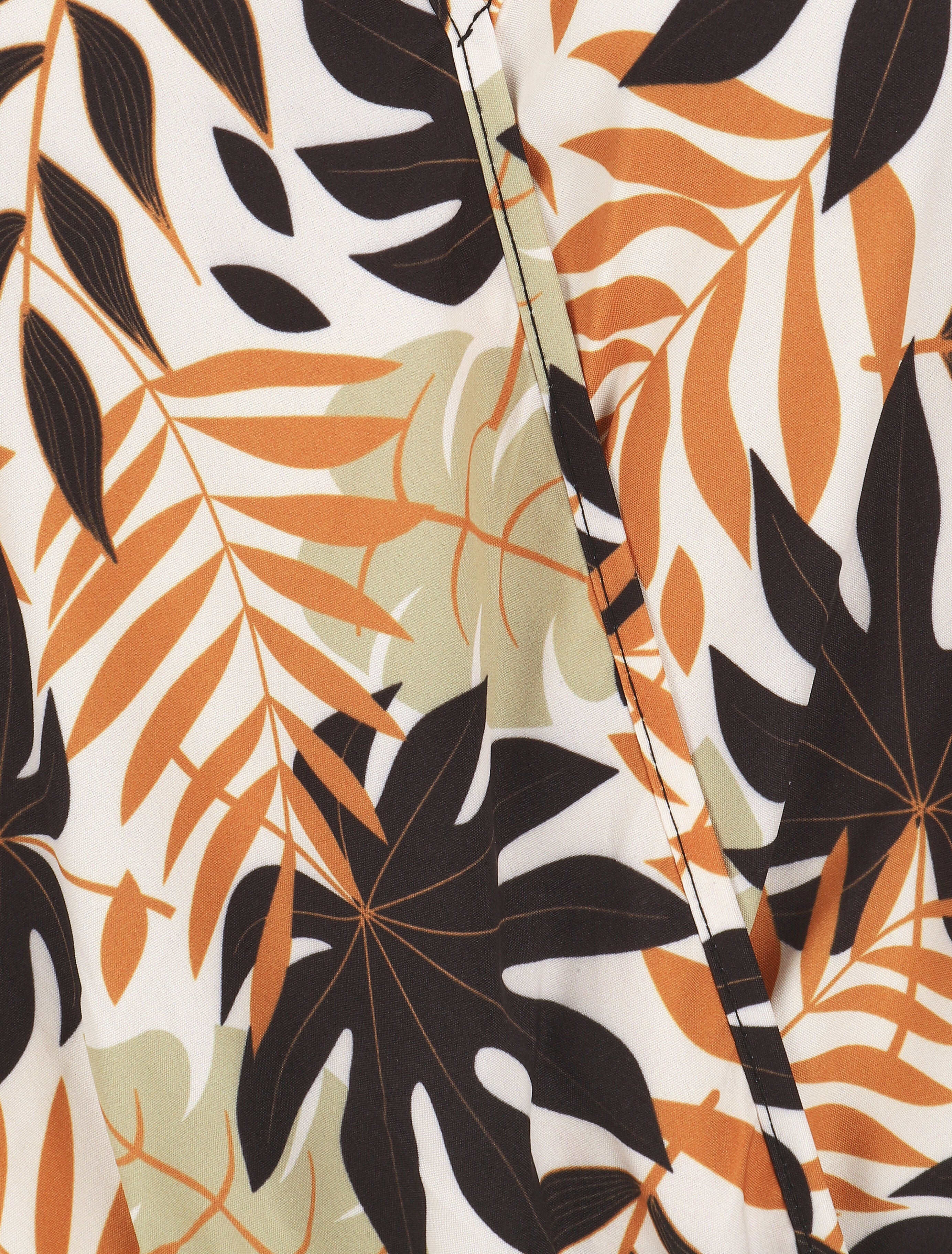 Body imprimé feuilles à col V - Beige - 3